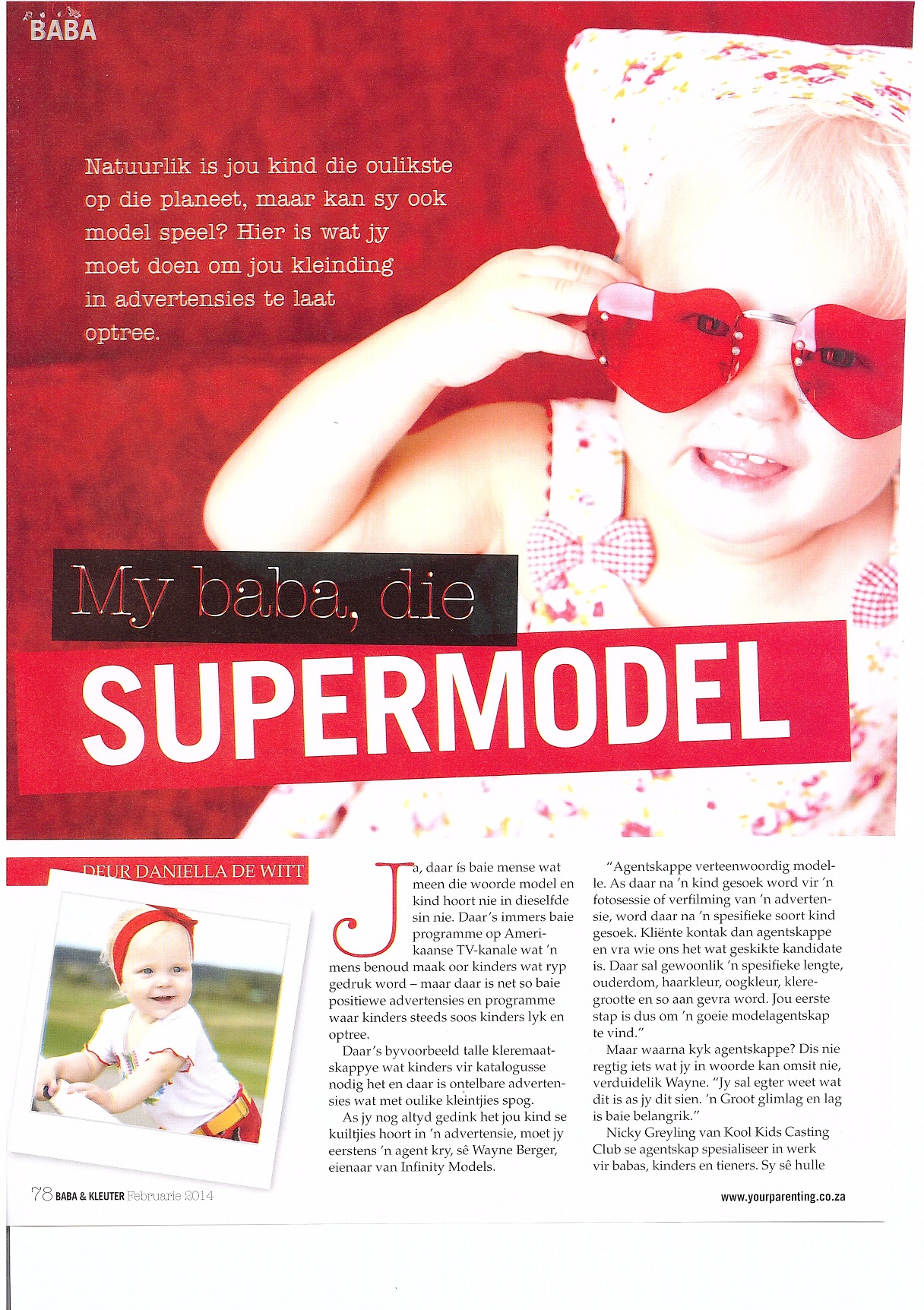 Baba en Kleuter Magazine Feb 2014 Article on Casting Industry Featuring Kool Kids P2